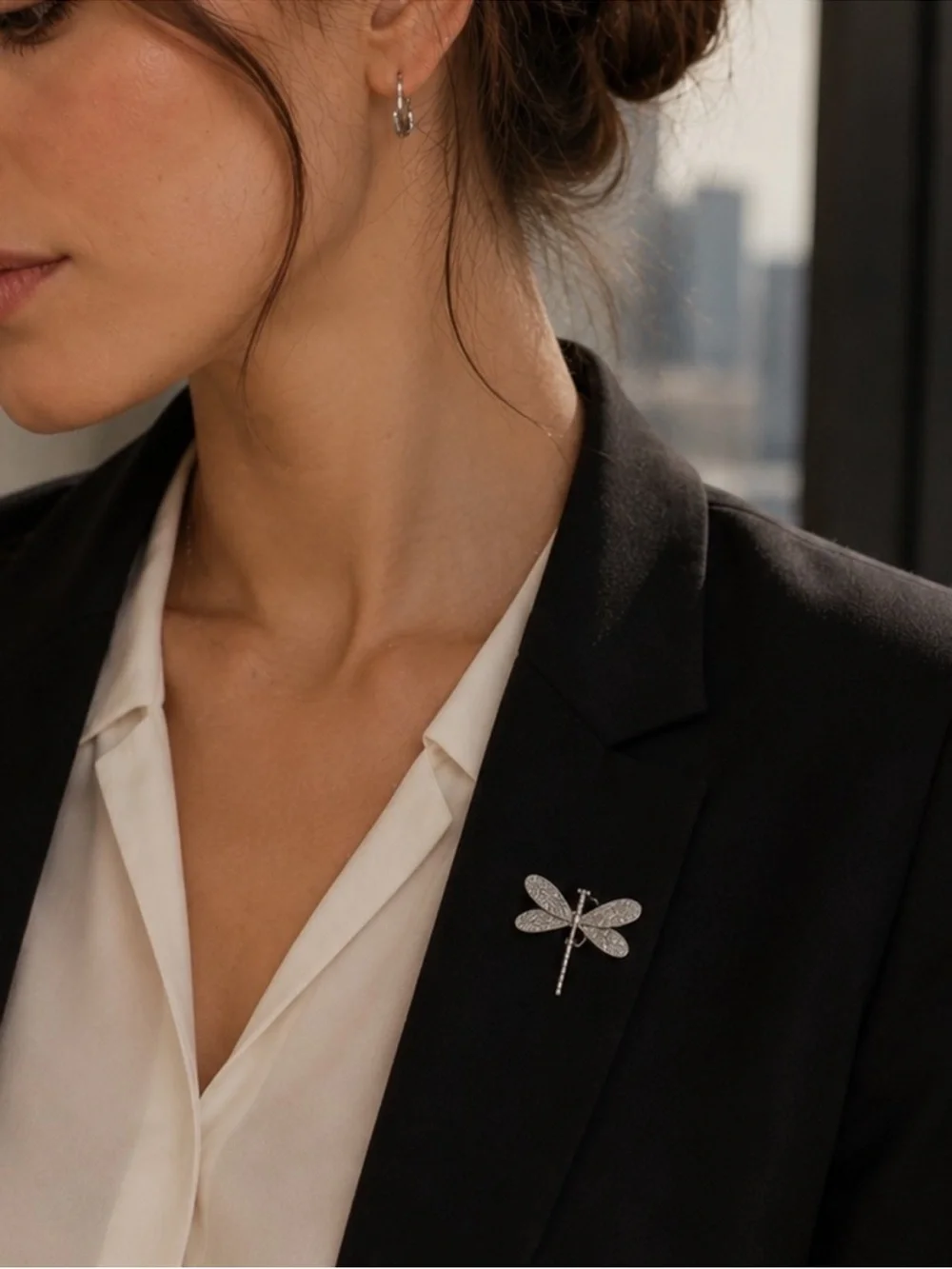 Anthropologie Silver Textured Dragonfly Accent